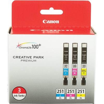 Canon (CLI-251) XL 3 Color Ink Cartridge Multi Pack PIXMA iP7220, iP8720, iX6820, MG5520, MG5620, MG