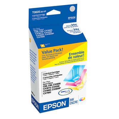 Epson (60) Stylus C68, C88, C88+, CX3800, CX3810, CX4200, CX4800, CX5800F, CX7800 Cyan / Magenta / Y