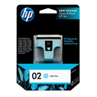 HP 02 Ink Cartridge, Light Cyan (220 Yield - 4&quot; x 6&quot; Prints)