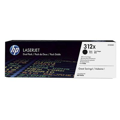 HP 312X (CF380XD) Color LaserJet Pro MFP M476 2-Pack High Yield Black Original LaserJet Toner Cartri