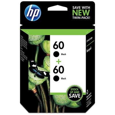 HP 60 (CZ071FN) 2-Pack Black Original Ink Cartridges (2 x 200 Yield)