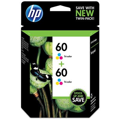 HP 60 (CZ072FN) 2-Pack Tri-Color Original Ink Cartridges (2 x 165 Yield)