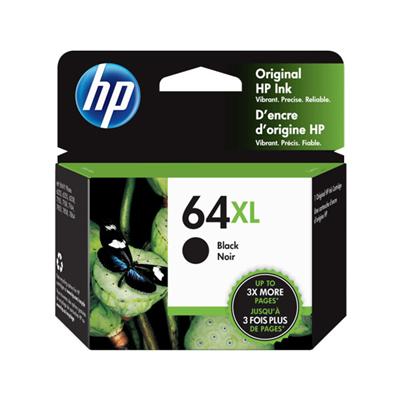 HP 64XL (N9J92AN) Black Original Ink Cartridge (600 Yield) (Retail Only)