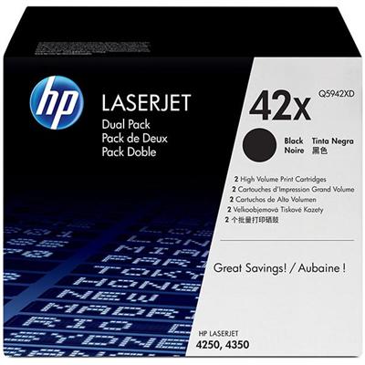 HP 42X (Q5942XD) LaserJet 4250, 4350 2-Pack High Yield Black Original LaserJet Toner Cartridges (2 x