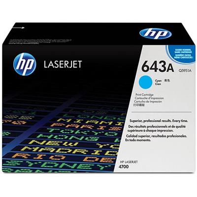 HP 643A Color LJ 4700 Series ColorSphere Smart Print Cartridge, Cyan (10,000 Yield) (80 / Pallet)