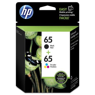 HP 65 (T0A36AN) 2-Pack Black / Tri-color Original Ink Cartridges (120 Yield Black, 100 Yield Tri-col