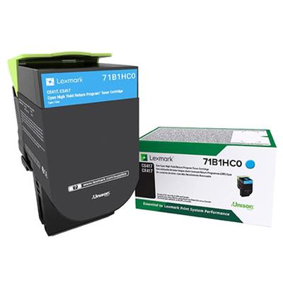 Lexmark CS417, CS517, CX417, CX517 Cyan High Yield Return Program Toner Cartridge (3,500 Yield)