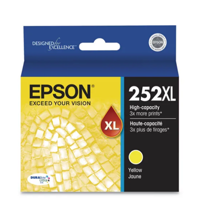Epson (252XL) WorkForce WF-3620 /  5690 /  7620 DURABrite Ultra High Capacity Yellow Ink (1,100 Yiel