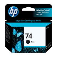 HP 74 Inkjet Print Cartridge, Black (200 Yield)